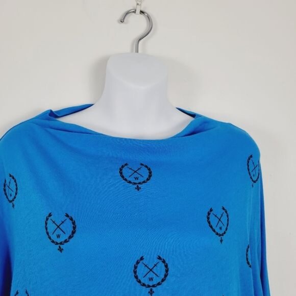 Wildfox‎ Ocean Blue Signant Seal Laurel Wreath Print Lightweight Top - Picture 3 of 8